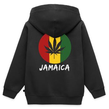 Jamaïque rastafari - Sweat Premium à capuche zippé enfant bio - noir - Dos - AI Model Kid Male (0cm)