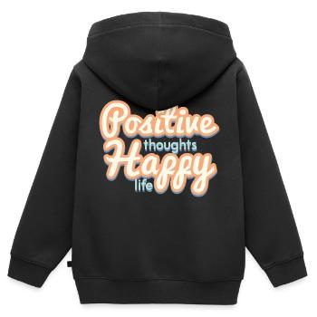 Positif - Sweat Premium à capuche zippé enfant bio - noir - Dos - AI Model Kid Male (0cm)