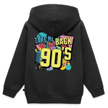 90s 90er Jahre Musik Bunt Party Karneval Kostüm - Kinder Premium Organic Zip Hoodie - Schwarz - Hinten - AI Model Kid Male (0cm)