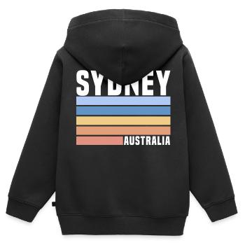 sydney australia - Kinder Premium Organic Zip Hoodie - Schwarz - Hinten - AI Model Kid Male (0cm)