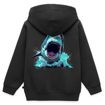 Attaque de requin - Sweat Premium à capuche zippé enfant bio - noir - Dos - AI Model Kid Male (0cm)