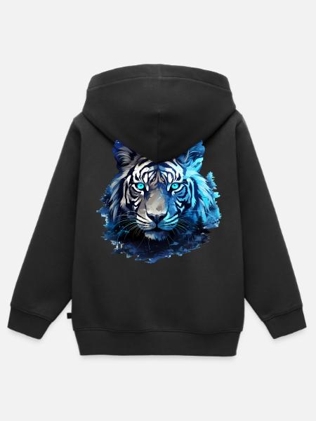 Tiger - Kinder Premium Organic Zip Hoodie - Schwarz
