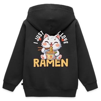 J’adore vraiment les ramen - Sweat Premium à capuche zippé enfant bio - noir - Dos - AI Model Kid Male (0cm)