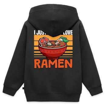 J’adore vraiment les ramen - Sweat Premium à capuche zippé enfant bio - noir - Dos - AI Model Kid Male (0cm)