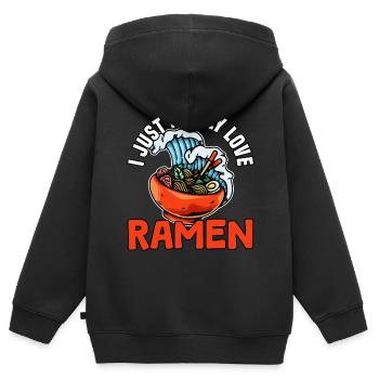 J’aime vraiment les ramen - Sweat Premium à capuche zippé enfant bio - noir - Dos - AI Model Kid Male (0cm)