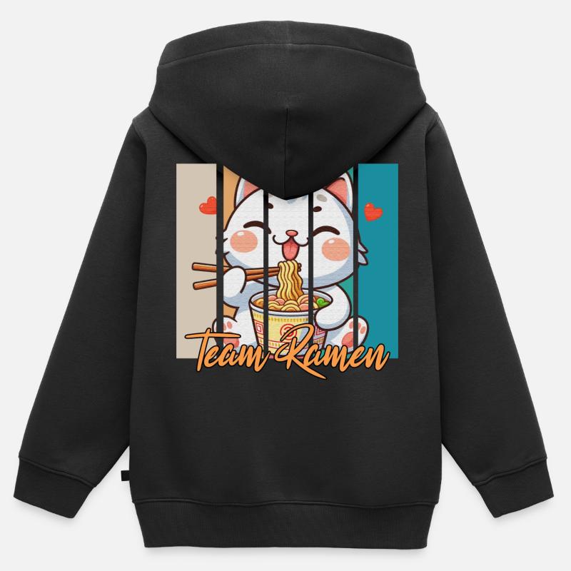 L’équipe Ramen - Sweat Premium à capuche zippé enfant bio - noir