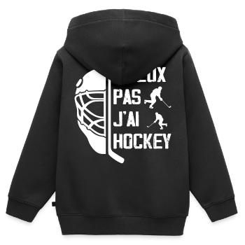 Ich kann keine Hockey-Geschenkidee haben - Kinder Premium Organic Zip Hoodie - Schwarz - Hinten - AI Model Kid Male (0cm)
