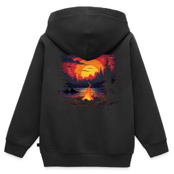 Campfire - Kids Premium Organic Zip-up Hoodie - black - Back - AI Model Kid Male (0cm)