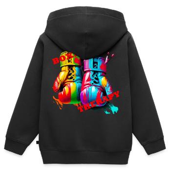 Box-Therapie - Kinder Premium Organic Zip Hoodie - Schwarz - Hinten - AI Model Kid Male (0cm)