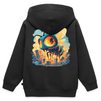 Abeille géante - Sweat Premium à capuche zippé enfant bio - noir - Dos - AI Model Kid Male (0cm)