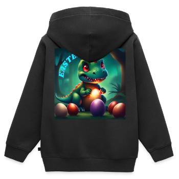 Dinosaurier Rote Augen Ostereier - Kinder Premium Organic Zip Hoodie - Schwarz - Hinten - AI Model Kid Male (0cm)