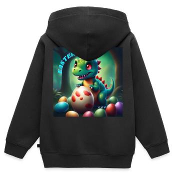 Niedliche Dinosaurier rote Augen Ostern - Kinder Premium Organic Zip Hoodie - Schwarz - Hinten - AI Model Kid Male (0cm)