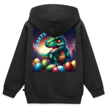 Dinosaurier Rote Augen Ostern - Kinder Premium Organic Zip Hoodie - Schwarz - Hinten - AI Model Kid Male (0cm)