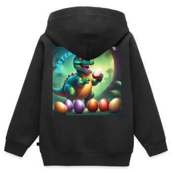 Entzückende Dinosaurier rote Augen Ostern - Kinder Premium Organic Zip Hoodie - Schwarz - Hinten - AI Model Kid Male (0cm)