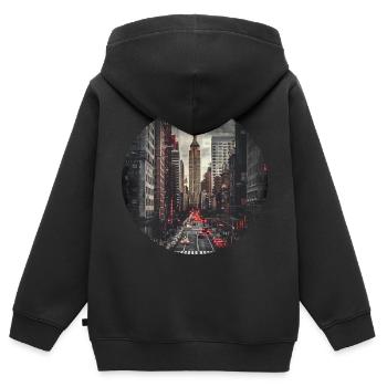 New York City NYC USA Amerika Stadt Skyline Retro - Kinder Premium Organic Zip Hoodie - Schwarz - Hinten - AI Model Kid Male (0cm)