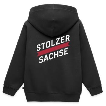 Fière Saxe Saxonne Patrie Amour Identité - Sweat Premium à capuche zippé enfant bio - noir - Dos - AI Model Kid Male (0cm)