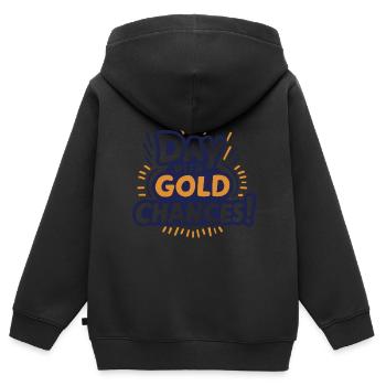 Une journée avec une chance d’or - Sweat Premium à capuche zippé enfant bio - noir - Dos - AI Model Kid Male (0cm)