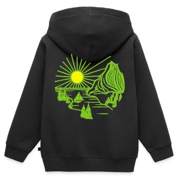 Urlaubslandschaft (Grün) - Kinder Premium Organic Zip Hoodie - Schwarz - Hinten - AI Model Kid Male (0cm)