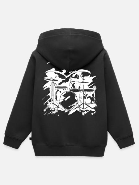 Percussion - Sweat Premium à capuche zippé enfant bio - noir
