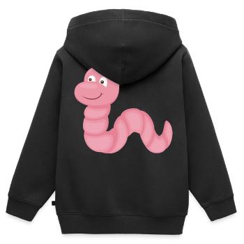 Regenwurm - Kinder Premium Organic Zip Hoodie - Schwarz - Hinten - AI Model Kid Male (0cm)