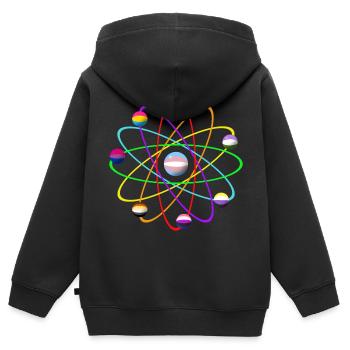 Atome LGTBIQ+ - Sweat Premium à capuche zippé enfant bio - noir - Dos - AI Model Kid Male (0cm)