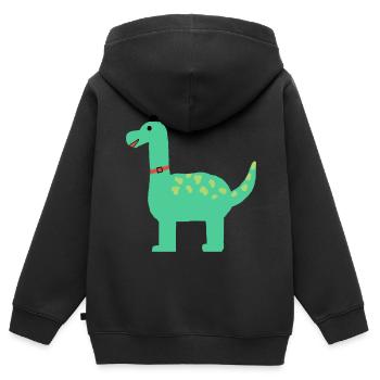 Dino - Kinder Premium Organic Zip Hoodie - Schwarz - Hinten - AI Model Kid Male (0cm)