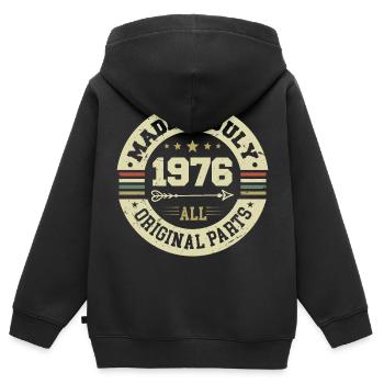 Cadeau d'anniversaire de juillet 1976 1976 que j'ai fait en juillet - Sweat Premium à capuche zippé enfant bio - noir - Dos - AI Model Kid Male (0cm)