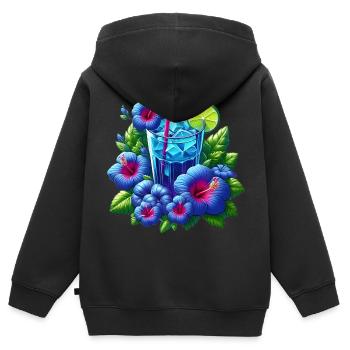Blue hibiscus tea - Kids Premium Organic Zip-up Hoodie - black - Back - AI Model Kid Male (0cm)