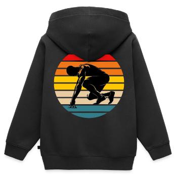 Sprinter Athlete - Kids Premium Organic Zip-up Hoodie - black - Back - AI Model Kid Male (0cm)