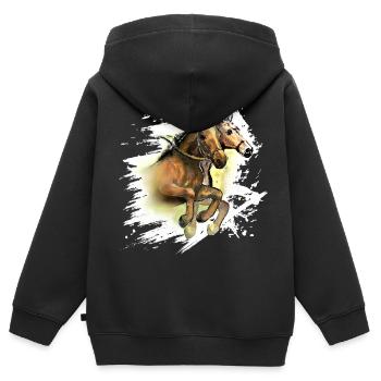Dans le saut - Sweat Premium à capuche zippé enfant bio - noir - Dos - AI Model Kid Male (0cm)
