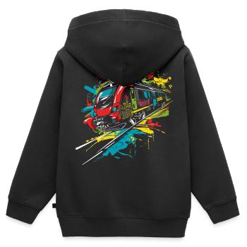 Graffiti Railway - Kids Premium Organic Zip-up Hoodie - black - Back - AI Model Kid Male (0cm)