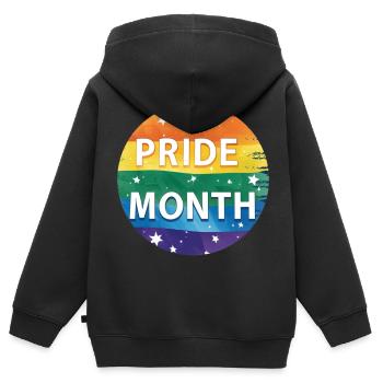 Mois de la fierté LGBTQ - Sweat Premium à capuche zippé enfant bio - noir - Dos - AI Model Kid Male (0cm)