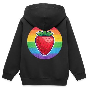 LGBTQ Erdbeere - Kinder Premium Organic Zip Hoodie - Schwarz - Hinten - AI Model Kid Male (0cm)