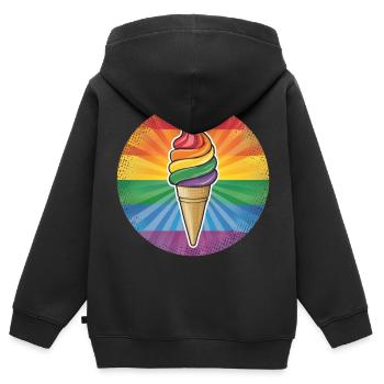 Crème glacée LGBTQ Eis - Sweat Premium à capuche zippé enfant bio - noir - Dos - AI Model Kid Male (0cm)