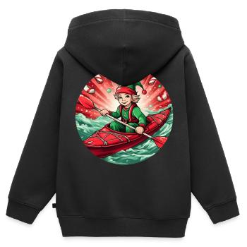 Weihnachtself-kajakfahren - Kinder Premium Organic Zip Hoodie - Schwarz - Hinten - AI Model Kid Male (0cm)