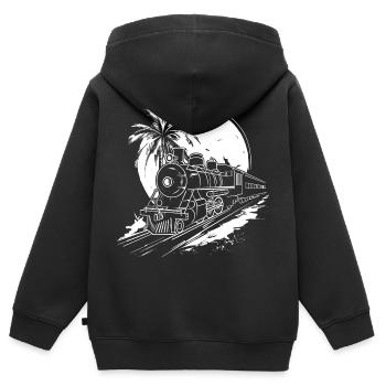 Railway Graphic - Kids Premium Organic Zip-up Hoodie - black - Back - AI Model Kid Male (0cm)
