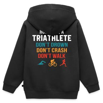 Wie wird man Triathlet? - Kinder Premium Organic Zip Hoodie - Schwarz - Hinten - AI Model Kid Male (0cm)