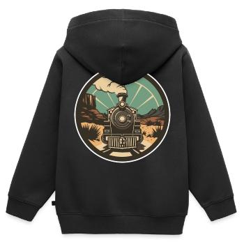 Railway Illustration - Kids Premium Organic Zip-up Hoodie - black - Back - AI Model Kid Male (0cm)