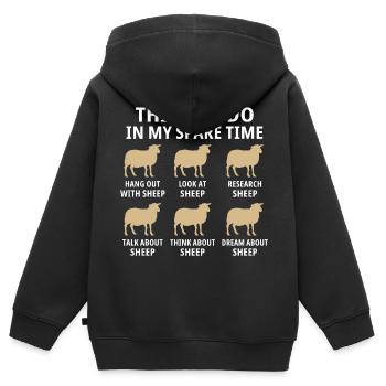 Things i do in my spare time hang out with sheep - Sweat Premium à capuche zippé enfant bio - noir - Dos - AI Model Kid Male (0cm)