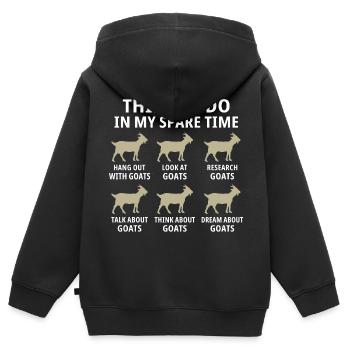 Things i do in my spare time hang out with Goats - Sweat Premium à capuche zippé enfant bio - noir - Dos - AI Model Kid Male (0cm)