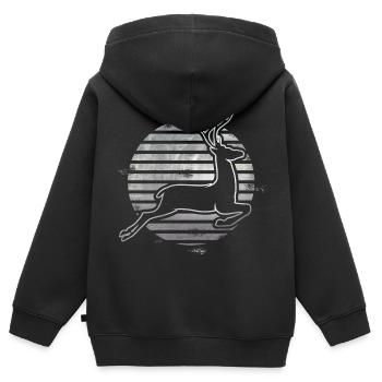 Reh - Kinder Premium Organic Zip Hoodie - Schwarz - Hinten - AI Model Kid Male (0cm)