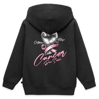 Brustkrebs Awareness Faust & Pinke Schleife Design - Kinder Premium Organic Zip Hoodie - Schwarz - Hinten - AI Model Kid Male (0cm)