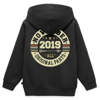 Millésime Novembre 2019 - Anniversaire Novembre 2019 - Sweat Premium à capuche zippé enfant bio - noir - Dos - AI Model Kid Male (0cm)