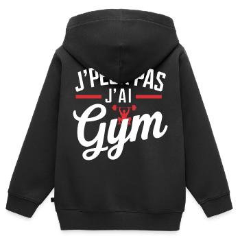 Ich kann nicht, ich habe ein Fitnessstudio - Kinder Premium Organic Zip Hoodie - Schwarz - Hinten - AI Model Kid Male (0cm)