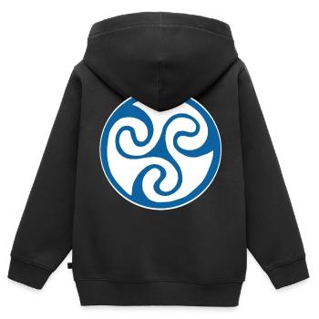 Symbole celte bleu - Sweat Premium à capuche zippé enfant bio - noir - Dos - AI Model Kid Male (0cm)