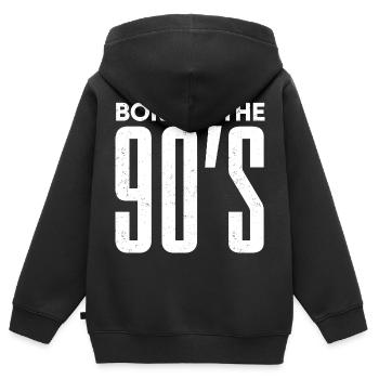 90er Jahre - Kinder Premium Organic Zip Hoodie - Schwarz - Hinten - AI Model Kid Male (0cm)
