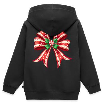 Weihnachtsgeschenk mit Zuckerrohrschleife - Kinder Premium Organic Zip Hoodie - Schwarz - Hinten - AI Model Kid Male (0cm)