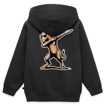 Cadeau élégant de dromadaire de dromadaire - Sweat Premium à capuche zippé enfant bio - noir - Dos - AI Model Kid Male (0cm)