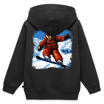 Ours Planche à neige - Sweat Premium à capuche zippé enfant bio - noir - Dos - AI Model Kid Male (0cm)