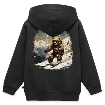 Ski d’ours - Sweat Premium à capuche zippé enfant bio - noir - Dos - AI Model Kid Male (0cm)